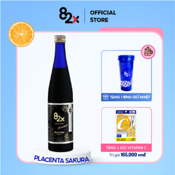 Nước Uống Tinh Chất Nhau Thai Placenta 82x Sakura Premium 450.000mg Nhật Bản 500ml