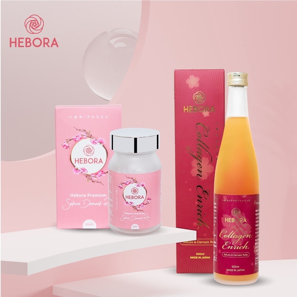 Combo Nước Uống Hebora Collagen Enrich Và Viên Tỏa Hương Hebora Premium Nhật Bản