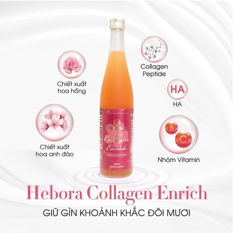 Combo 3 chai nước uống Hebora Collagen Enrich Damask Rose Water Nhật Bản 500ml - Michiko.vn