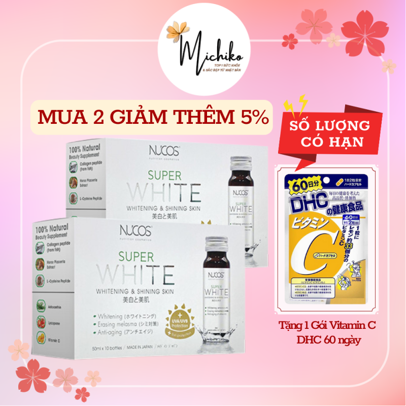 collagen-uong-trang-da-mo-tham-nam-nucos-super-white-50ml-x-10-chai-michiko.vn