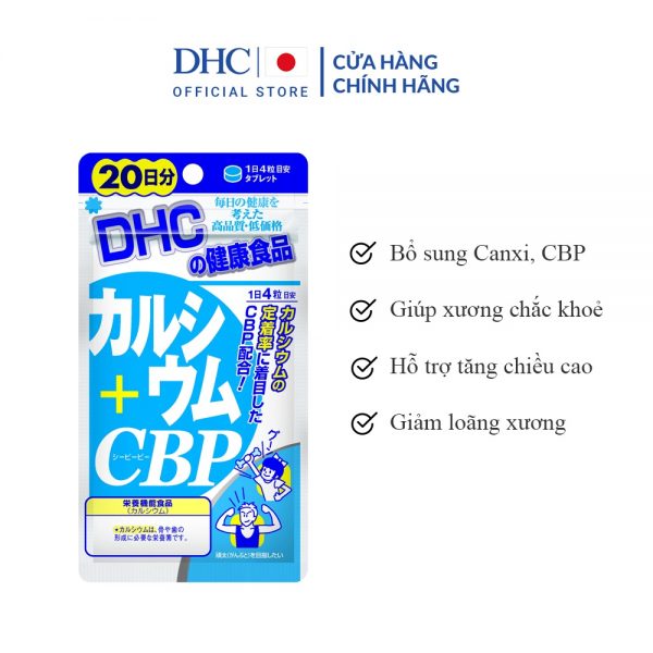 Viên uống Canxi DHC giúp xương chắc khoẻ, giảm đau nhức xương khớp gói 80 viên (20 ngày)