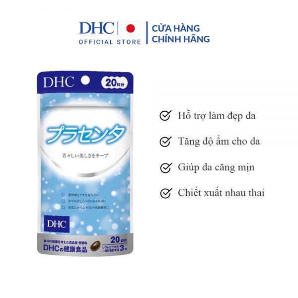 Viên uống nhau thai DHC Placenta hỗ trợ làm đẹp da gói 60 viên (20 ngày)