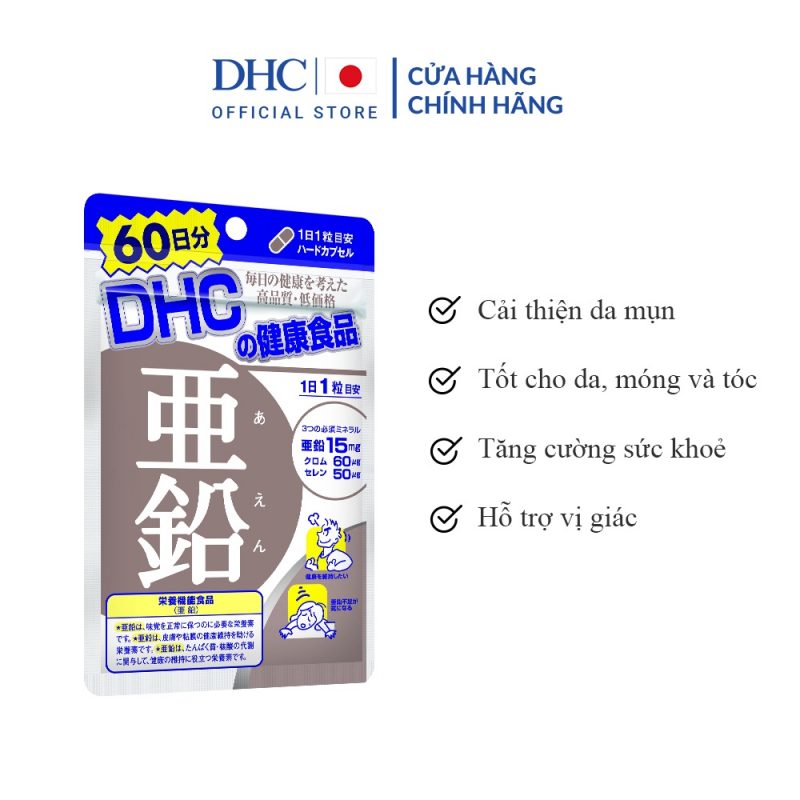 Viên uống Bổ sung Kẽm ZinC DHC gói 60 viên (60 ngày)