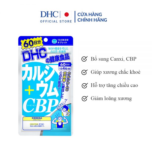 Viên uống bổ sung Canxi DHC Calcium + CBP giúp xương chắc khoẻ, giảm đau nhức xương khớp gói 240 viên (60 ngày)