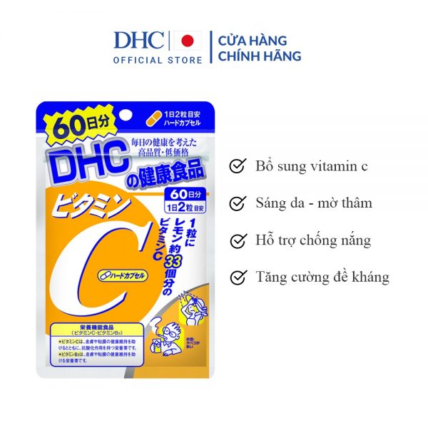 Viên uống bổ sung vitamin C DHC sáng da, mờ thâm, tăng cường đề kháng gói 120 viên (60 ngày)