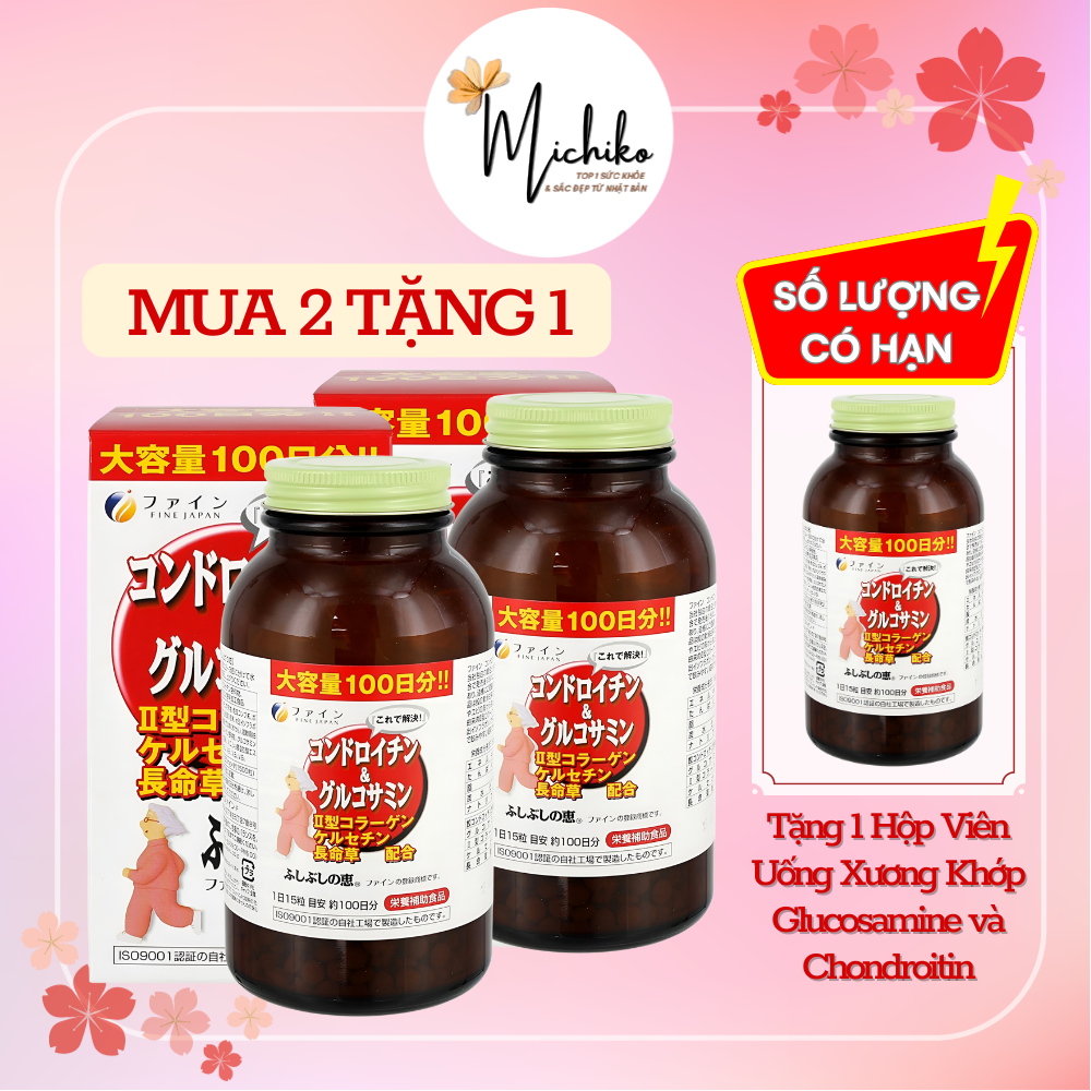 Viên uống hỗ trợ xương khớp Glucosamine và Chondroitin Fine Japan 545 viên Michiko.vn