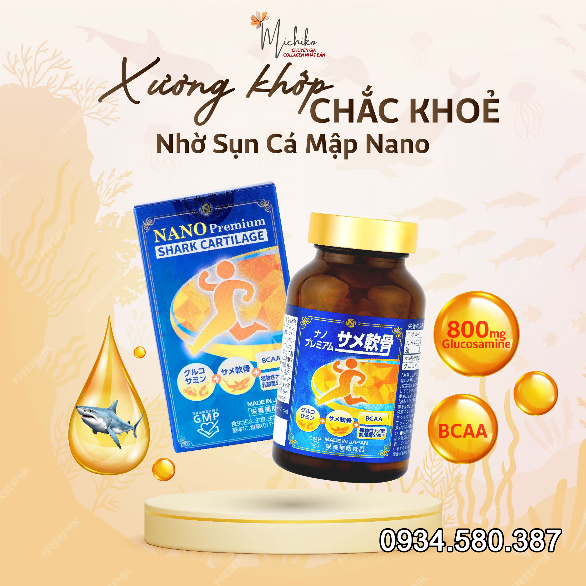 Khớp Hết Đau – Xương Hết Mỏi Với Sụn Vi Cá Mập Nano Nichiei Bussan Nhật Bản!