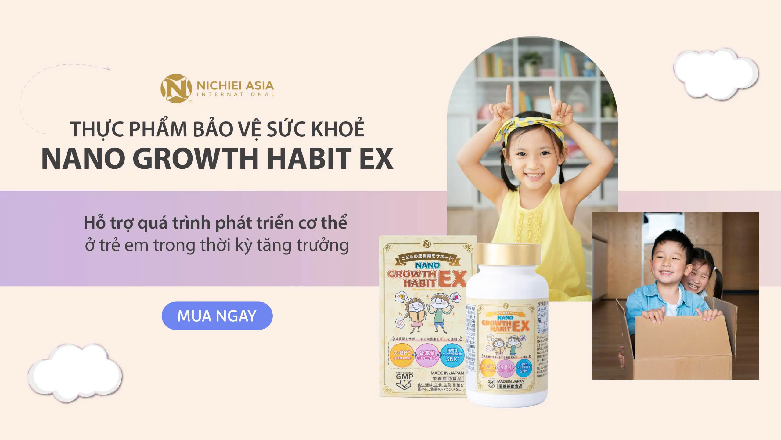 Viên Uống Phát Triển Chiều Cao Và Trí Não Nano Growth Habit EX Nhật Bản 120 Viên