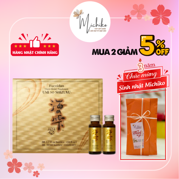Nước Uống Hỗ Trợ Điều Trị Ung Thư Umi No Shizuku Fucoidan Nhật Bản 30 Chai - Michiko.vn