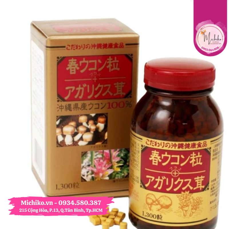 Viên Uống Hỗ Trợ Sức Khỏe Nghệ Mùa Xuân Và Nấm Agaricus Nhật Bản 1300 viên - Michiko.vn