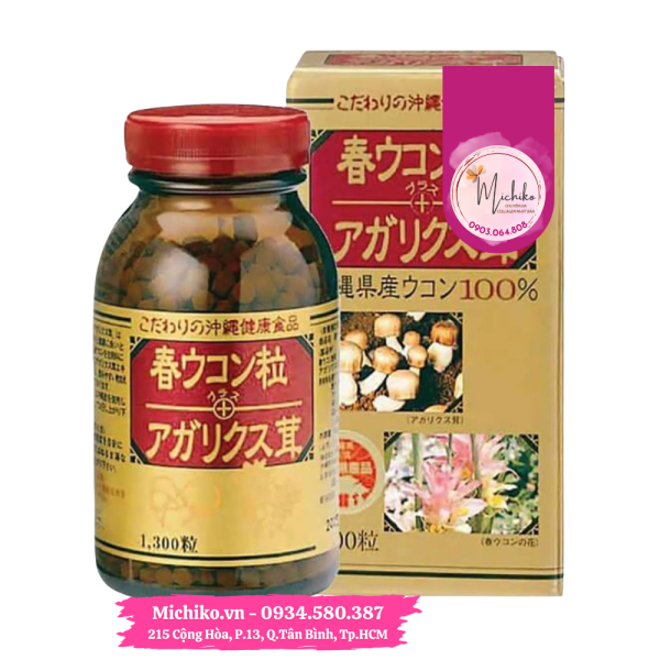 Viên Uống Hỗ Trợ Sức Khỏe Nghệ Mùa Xuân Và Nấm Agaricus Nhật Bản 1300 viên - Michiko.vn