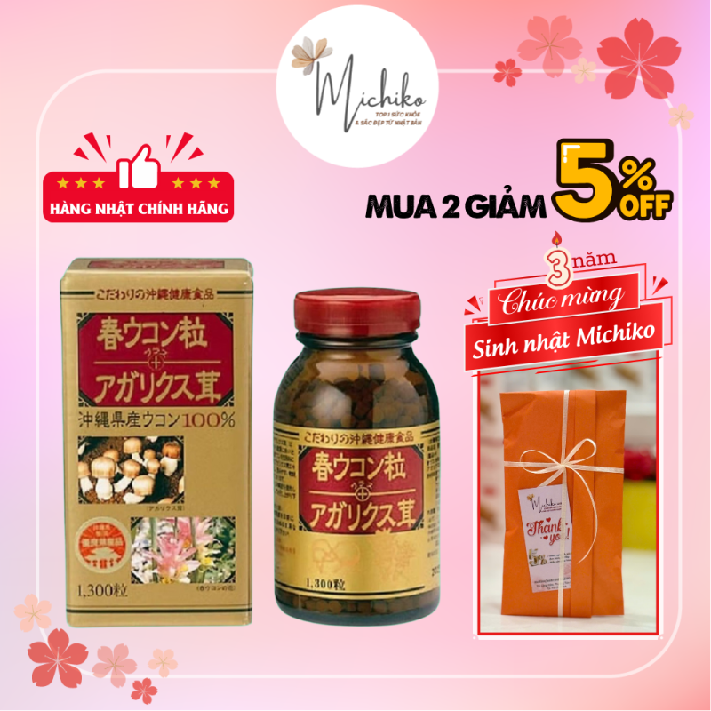 Viên Uống Hỗ Trợ Sức Khỏe Nghệ Mùa Xuân Và Nấm Agaricus Nhật Bản 1300 viên - Michiko.vn