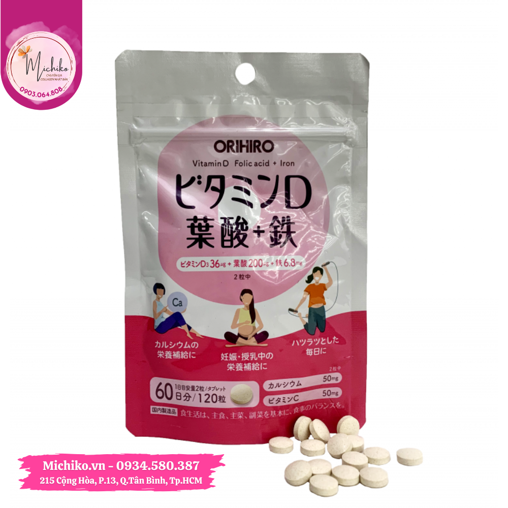 Vien-Uong-ORIHIRO-Bo-Sung-Vitamin-D-Folic-Acid-Iron-Michiko.vn