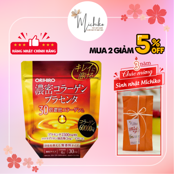 Bột Collagen Nhau Thai Heo Orihiro Nhật Bản 120g - Michiko.vn