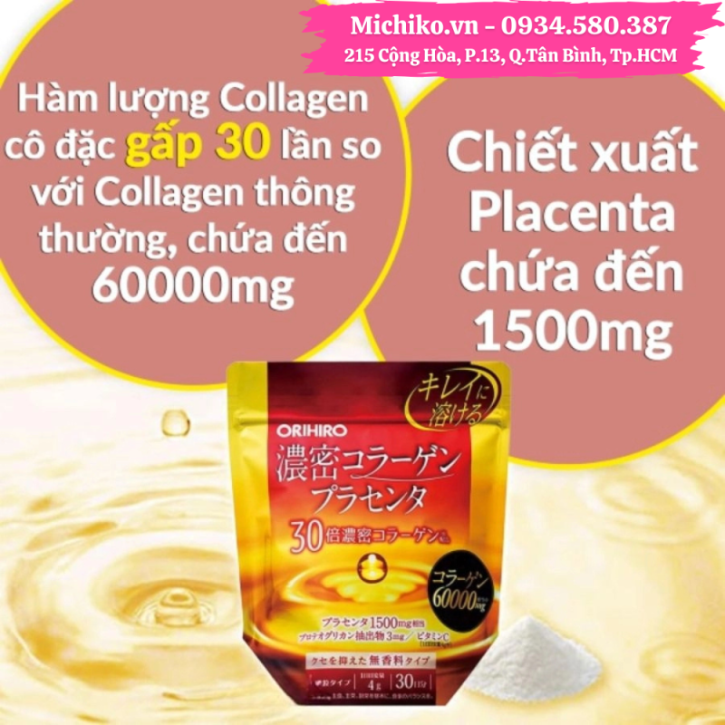 Bột Collagen Nhau Thai Heo Orihiro Nhật Bản 120g - Michiko.vn