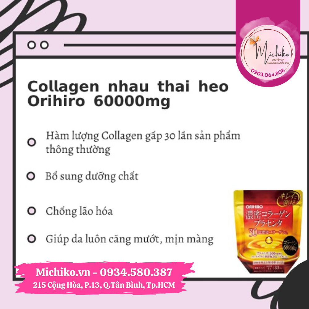 Bột Collagen Nhau Thai Heo Orihiro Nhật Bản 120g - Michiko.vn