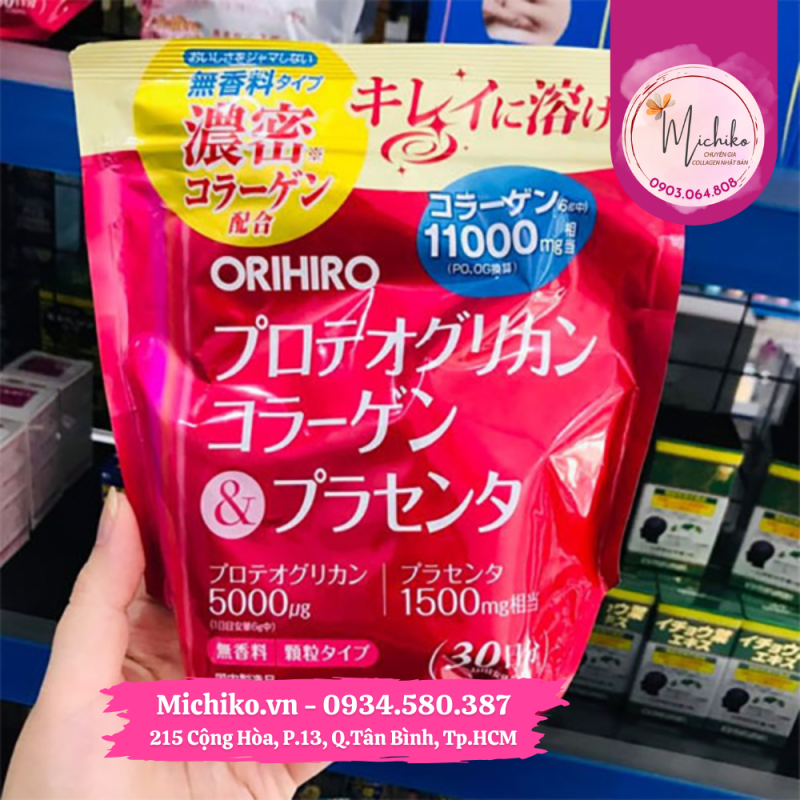 Bột Collagen Proteoglycan Nhau Thai Heo Orihiro Nhật Bản 180g - Michiko.vn