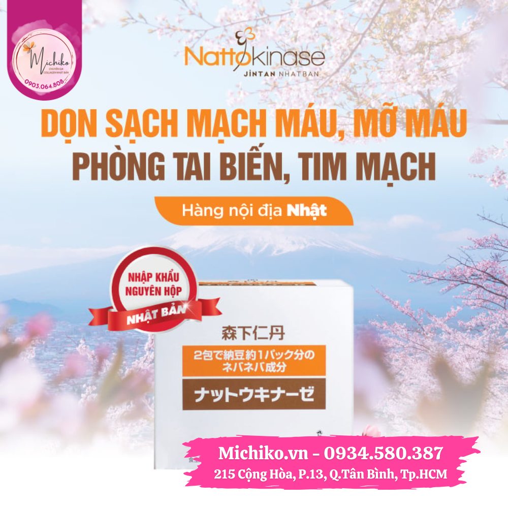 Bột Uống Ngừa Tai Biến Đột Quỵ Nattokinase Jintan Bifina Nhật Bản 60 Gói - Michiko.vn