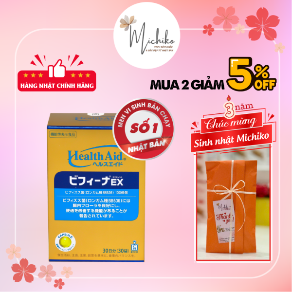 Men Vi Sinh Bifina EX Hỗ Trợ Tiêu Hóa Và Đại Tràng Nhật Bản Hộp 30 Gói - Michiko.vn