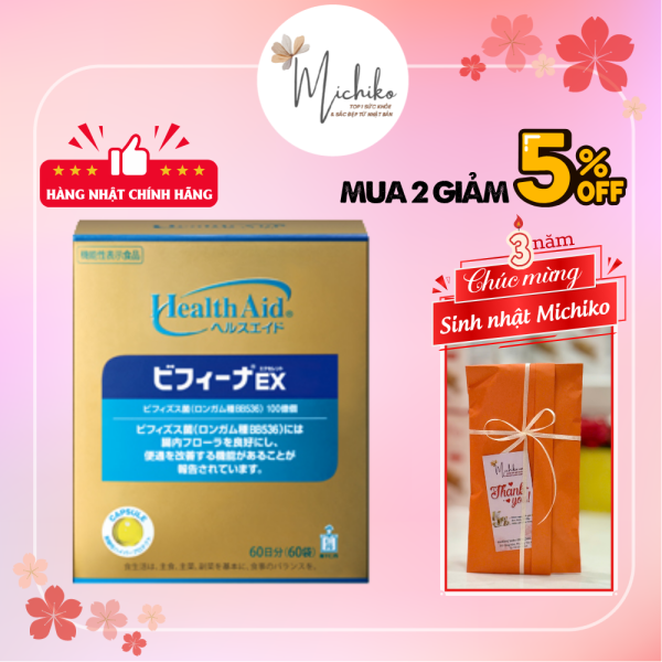 Men Vi Sinh Bifina EX Hỗ Trợ Tiêu Hóa Và Đại Tràng Nhật Bản Hộp 60 Gói - Michiko.vn