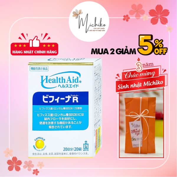 Men Vi Sinh Hỗ Trợ Đại Tràng Bifina R Health Aid Nhật Bản Hộp 20 Gói - Michiko.vn