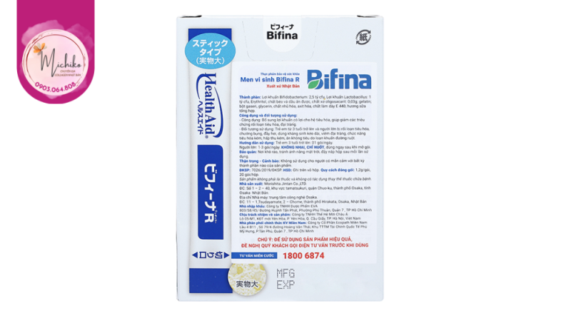 Men Vi Sinh Hỗ Trợ Đại Tràng Bifina R Health Aid Nhật Bản Hộp 20 Gói - Michiko.vn