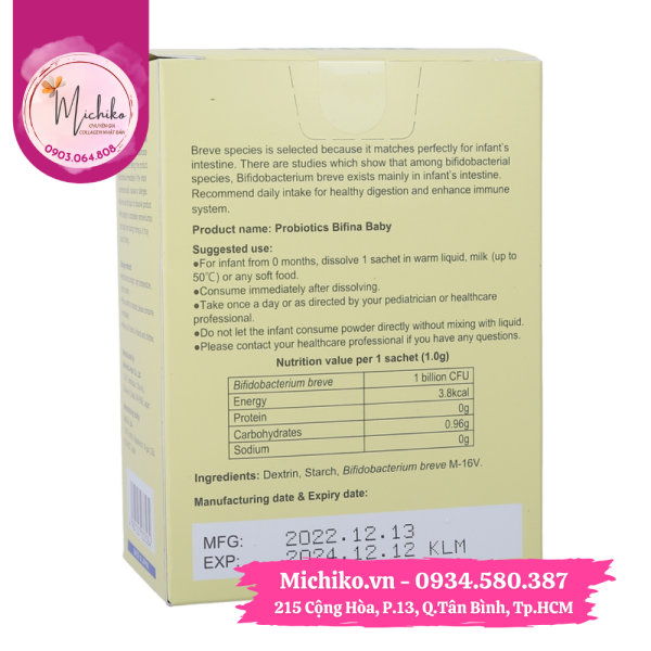 Men Vi Sinh Hỗ Trợ Tiêu Hóa Bifina Baby Nhật Bản Hộp 30 Gói - Michiko.vn