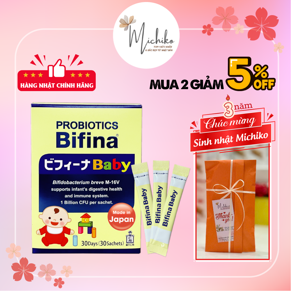 Men Vi Sinh Hỗ Trợ Tiêu Hóa Bifina Baby Nhật Bản Hộp 30 Gói - Michiko.vn Men Vi Sinh Hỗ Trợ Tiêu Hóa Bifina Baby Nhật Bản Hộp 30 Gói - Michiko.vn