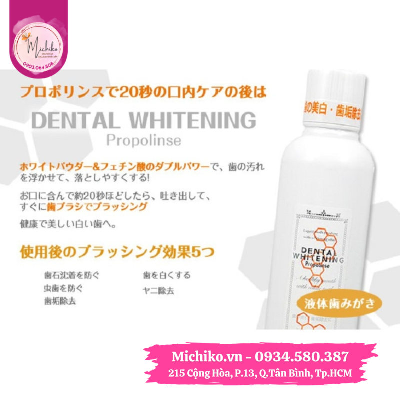 Nước Súc Miệng Propolinse Làm Trắng Răng Nhật Bản 600ml - Michiko.vn