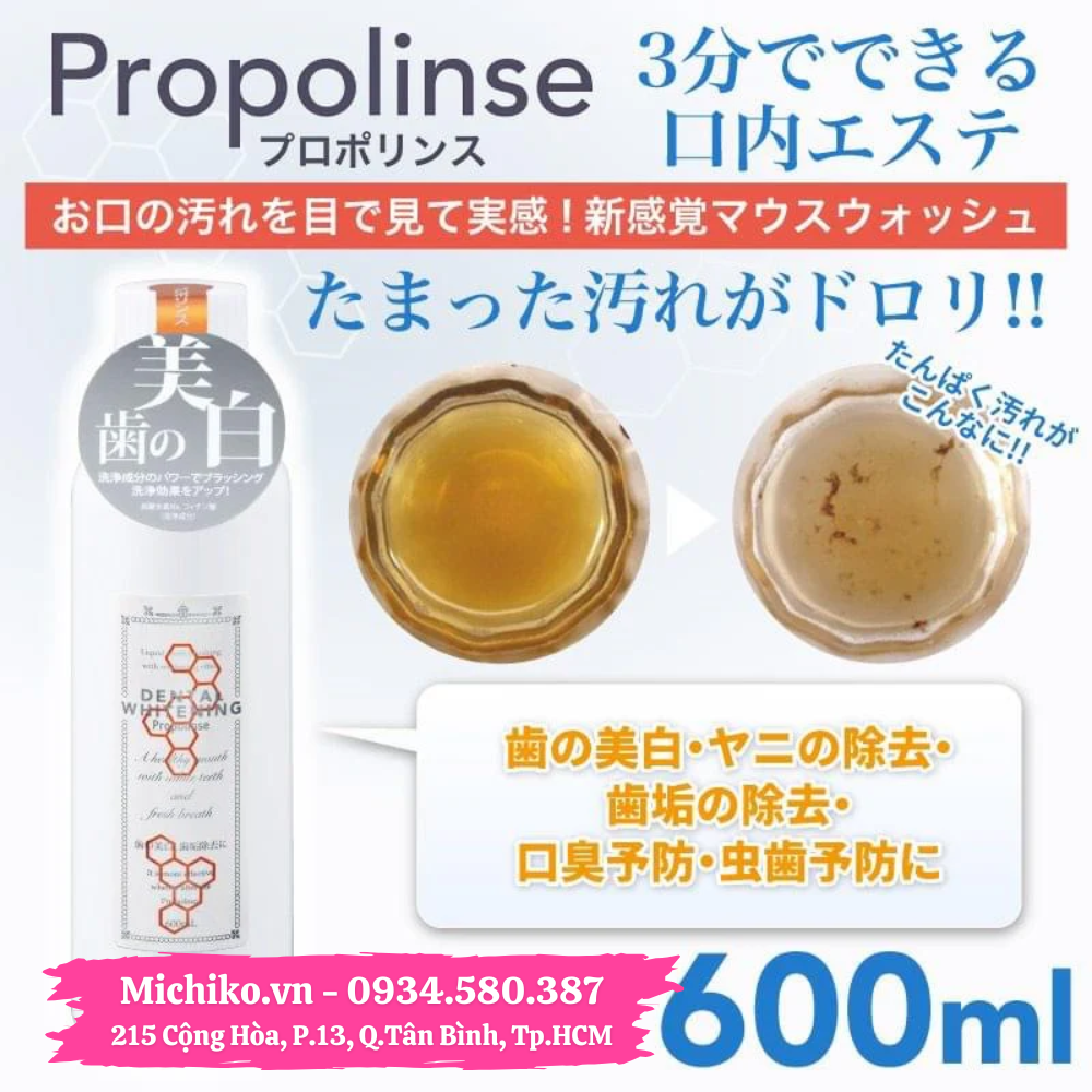 Nước Súc Miệng Propolinse Làm Trắng Răng Nhật Bản 600ml - Michiko.vn