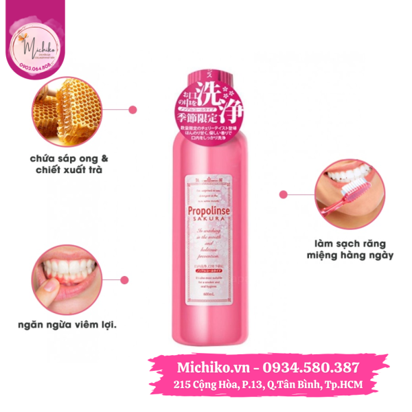 Nước Súc Miệng Thảo Mộc Propolinse Sakura Nhật Bản 600ml - Michiko.vn