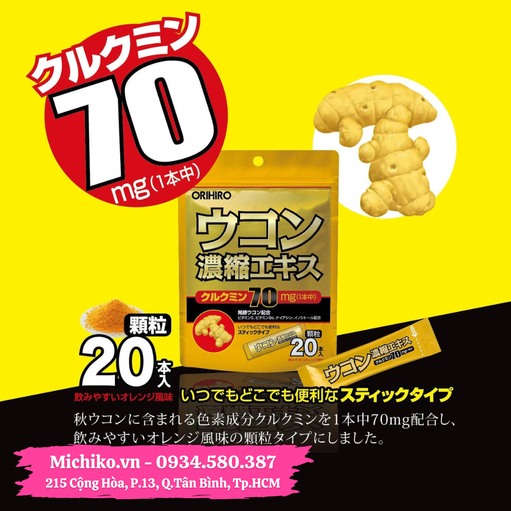 Tinh Bột Nghệ Giải Rượu Orihiro Ukon Nhật Bản 20 gói-Michiko.vn