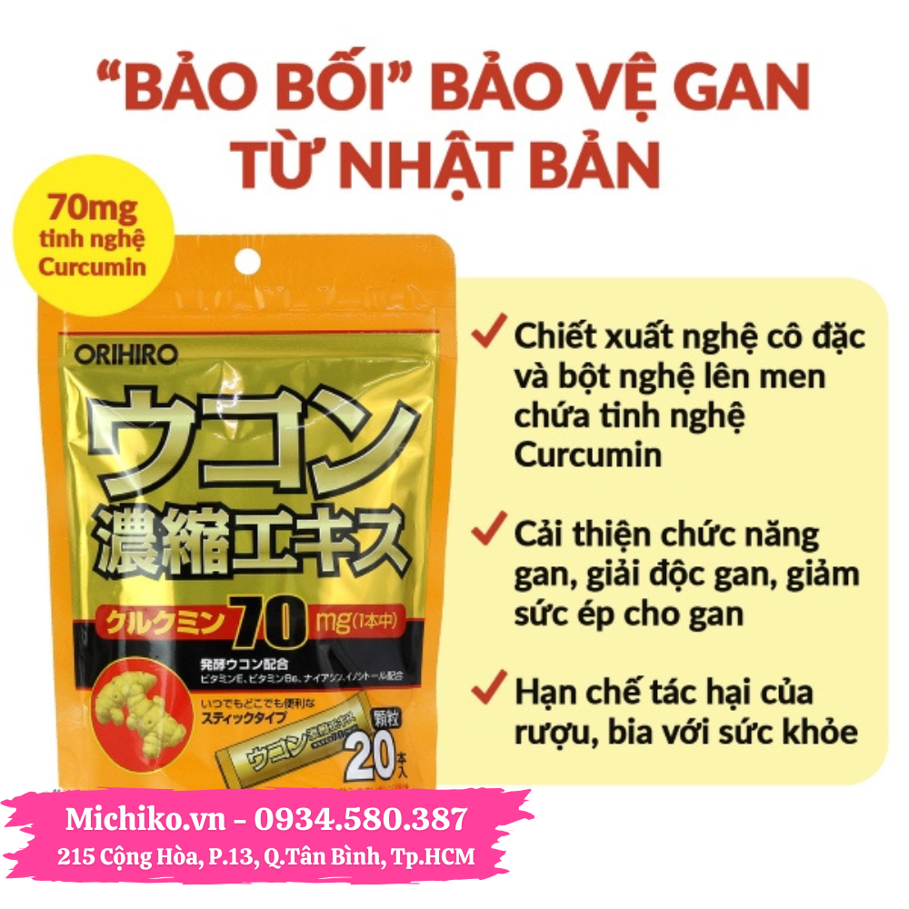 Tinh Bột Nghệ Giải Rượu Orihiro Ukon Nhật Bản 20 gói-Michiko.vn
