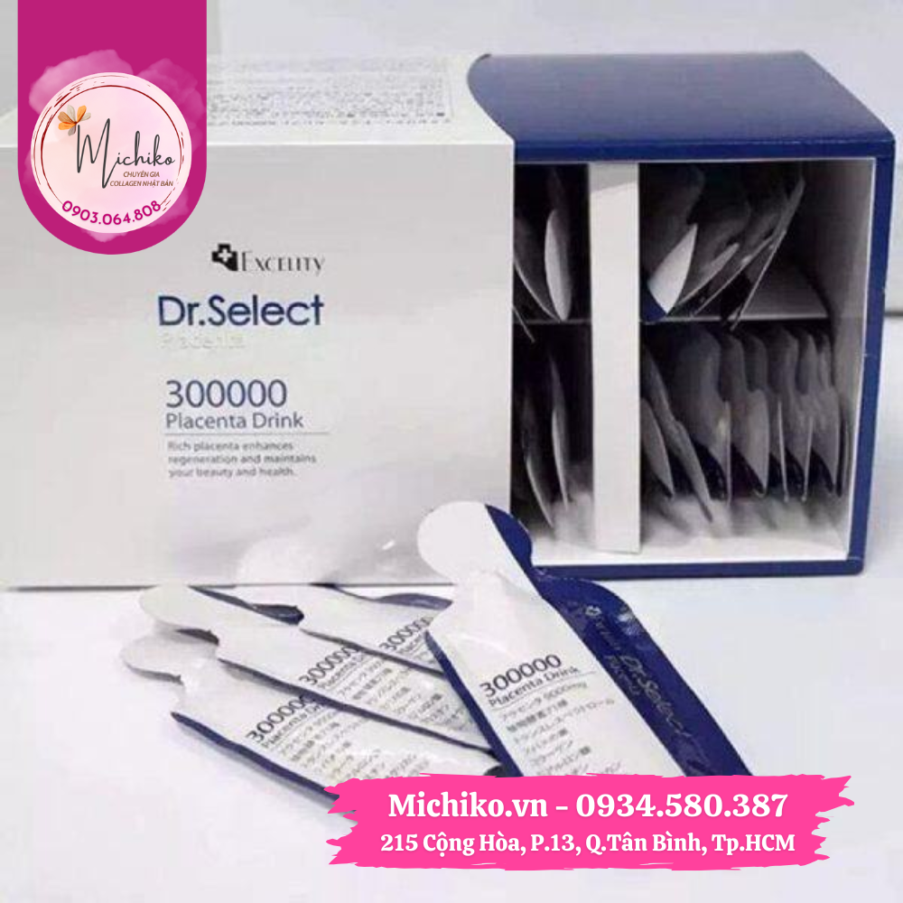 Tinh Chất Nhau Thai Heo Dr.Select Placenta 300000 Drink Nhật Bản 30 gói - Michiko.vn