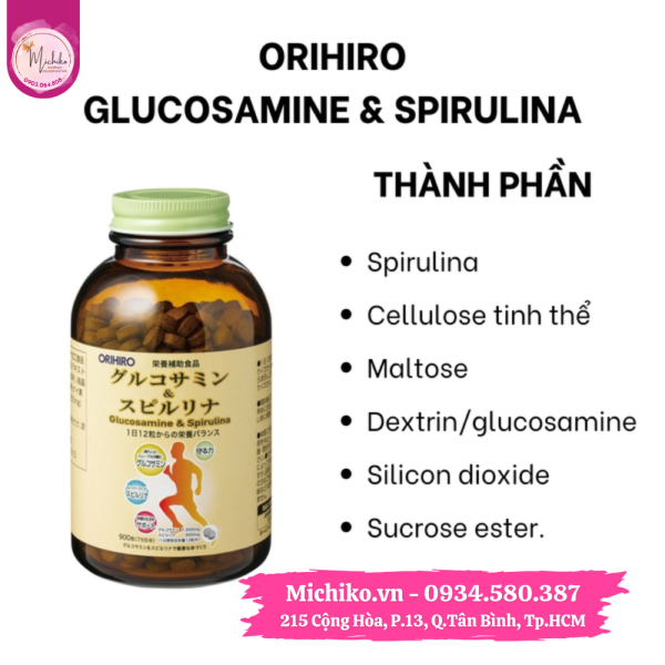 Viên Uống Orihiro Glucosamine and Spirulina Nhật Bản 900 Viên - Michiko.vn