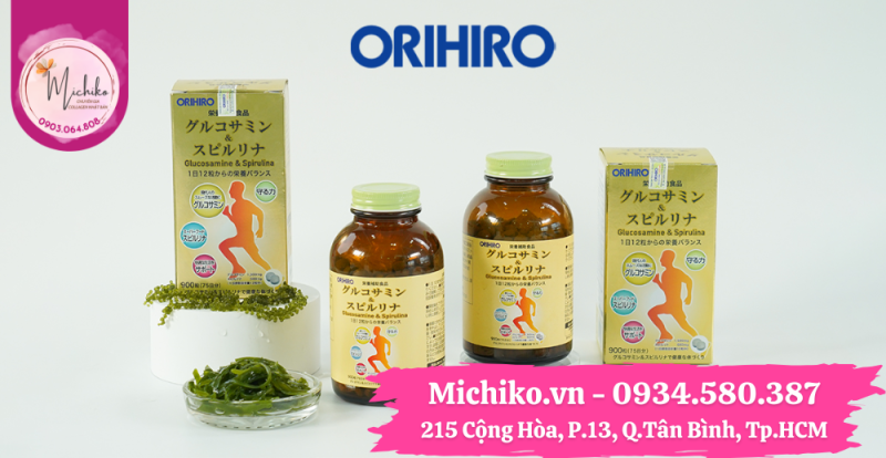 Viên Uống Orihiro Glucosamine and Spirulina Nhật Bản 900 Viên - Michiko.vn