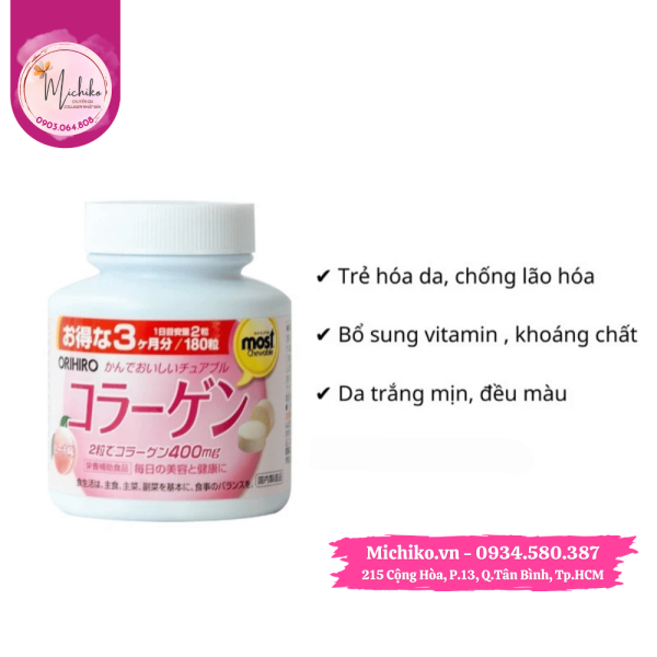 Vien-nhai-bo-sung-Collagen-Orihiro-Most-Chewable-Michiko.vn