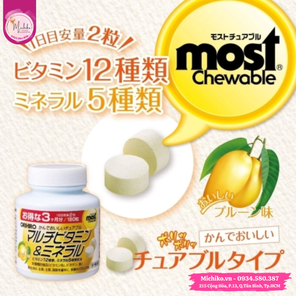 Vien-nhai-bo-sung-vitamin-va-khoang-chat-Orihiro-Most-Chewable-Michiko.vn