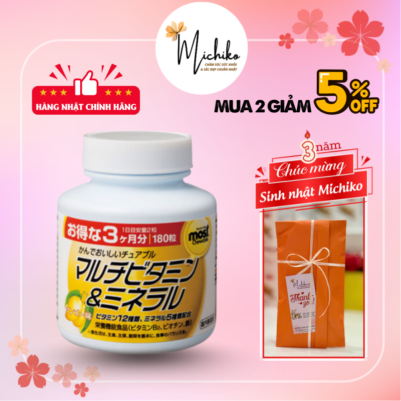 Vien-nhai-bo-sung-vitamin-va-khoang-chat-Orihiro-Most-Chewable-Michiko.vn