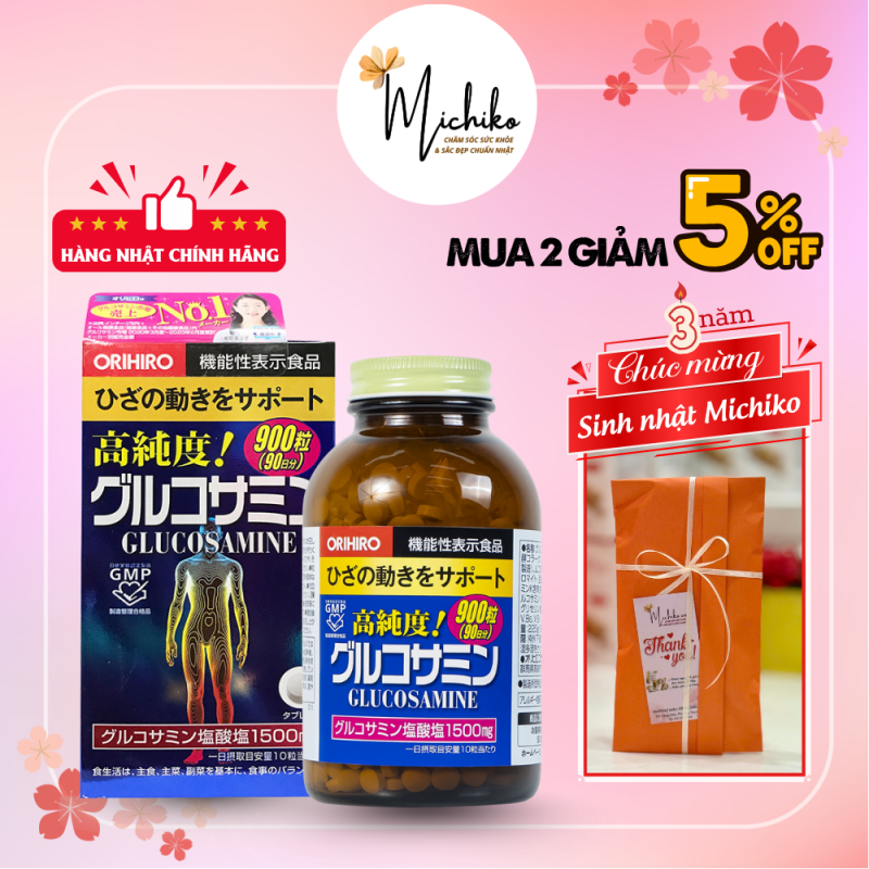 Viên uống Glucosamine Orihiro 900 viên, hạn chế thoái khóa khớp Michiko.vn.png