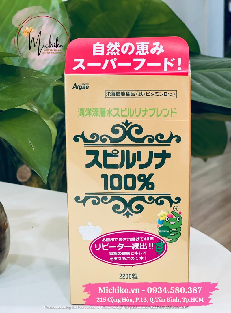 Viên uống tảo Spirulina 100% Japan Algae 2200 viên, tăng sức khỏe, cải thiện tiêu hóa - Michiko .vn 1