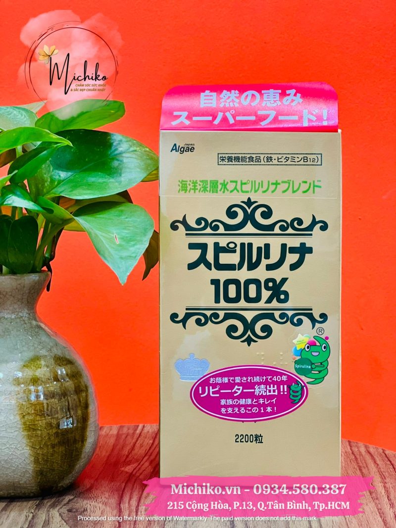Viên uống tảo Spirulina 100% Japan Algae 2200 viên, tăng sức khỏe, cải thiện tiêu hóa - Michiko .vn