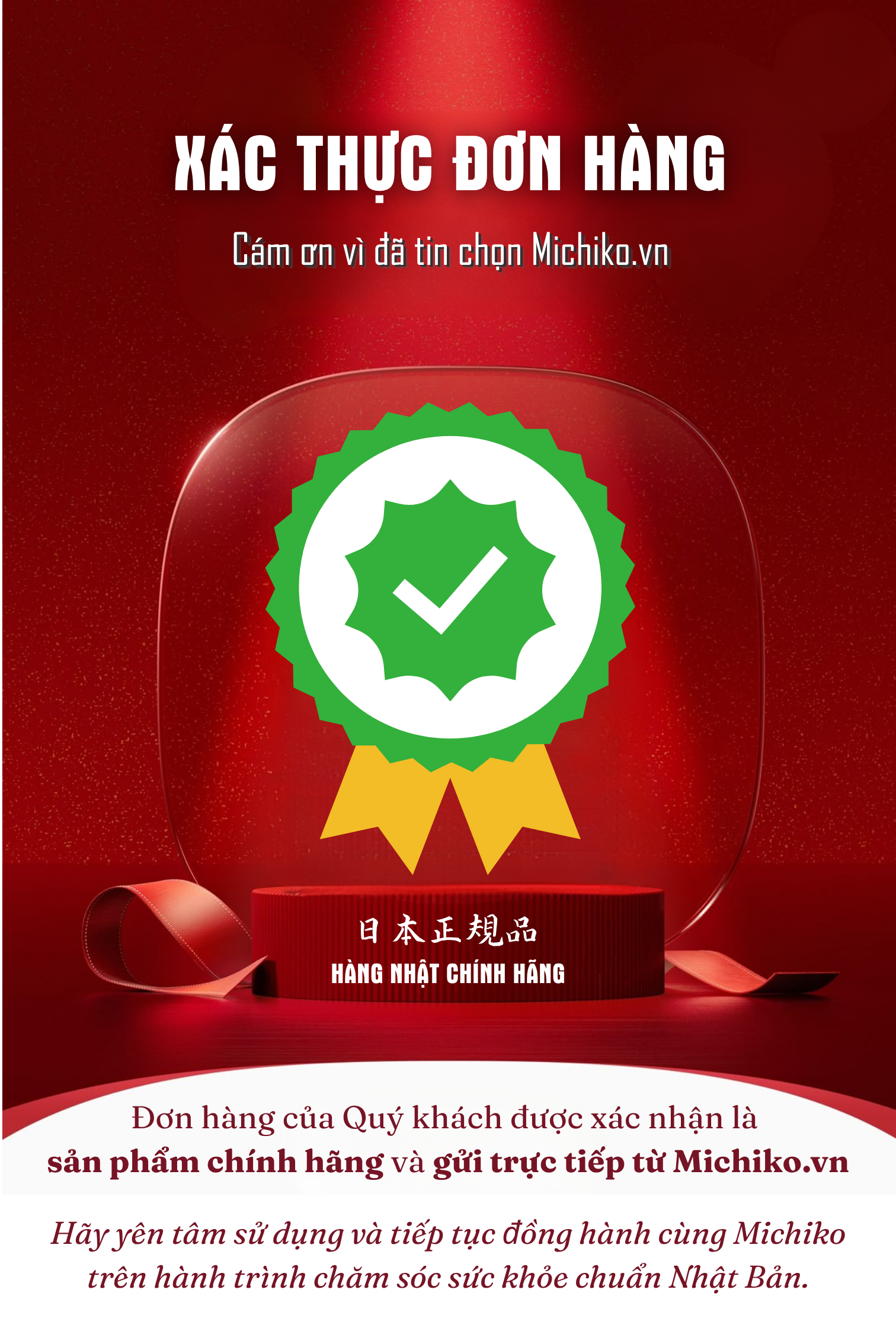 Xác thực đơn hàng chinh hang Michiko.vn